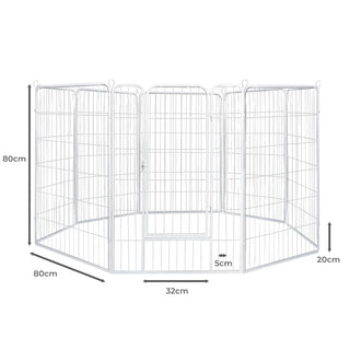 PaWz 8 Panel 32'' Pet Dog Playpen Puppy White 2.5kg Mackerel & Lamb-1831593110648524803