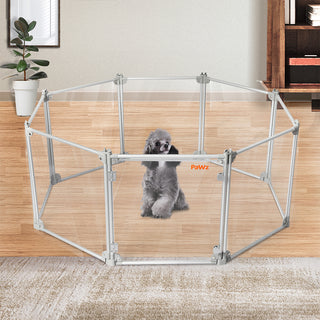 Pawz Pet Playpen Transparent Acrylic Clear Folding Dog Fence Kennel 8 Panel-1836526619594985478