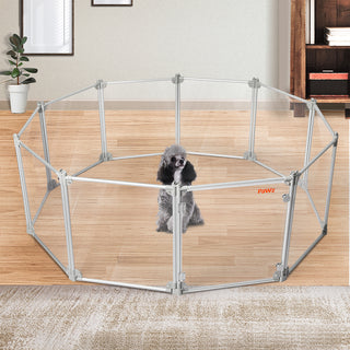 Pawz Pet Playpen Transparent Acrylic Clear Folding Dog Fence Kennel 10 Panel-1836526619750174726