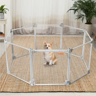 Pawz Pet Playpen Transparent Acrylic Clear Folding Dog Fence Kennel 8 Panel-1836526619594985479