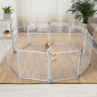 Pawz Pet Playpen Transparent Acrylic Clear Folding Dog Fence Kennel 10 Panel-1836526619750174727