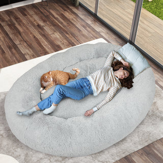 TheNapBed 1.8m Human Size Pet Bed Fluffy Grey-1836526659302461446