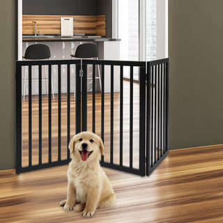 PaWz 3 Panels Wooden Pet Gate Dog Fence Black 2000x 3MM-1831593110799519750