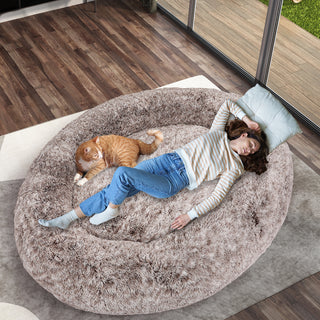 TheNapBed 1.8m Human Size Pet Bed Fluffy Brown-1836526658744619015