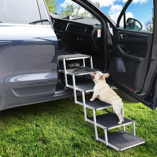 PaWz 6 Steps Dog Ramp Adjustable Height Black-1831593140193202182