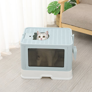 PaWz Foldable Cat Litter Box Tray Enclosed Blue-1831593095293177863