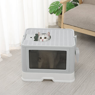 PaWz Foldable Cat Litter Box Tray Enclosed Grey-1831593094424956935