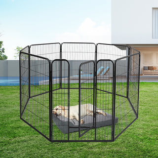 PaWz 8 Panel Pet Dog Playpen Puppy Exercise Black 4kg chicken-1836526720958730247