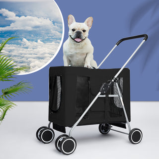 PaWz Pet Stroller Dog Cat Cage Carrier Black-1836526646757298182