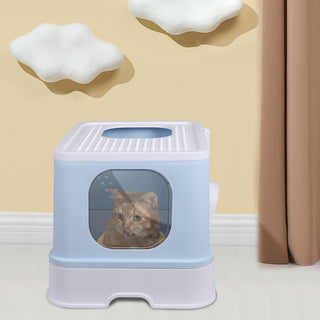 PaWz Cat Litter Box Fully Enclosed Kitty Blue-1831593109625114631