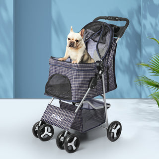 PaWz Large Pet Stroller Dog Cat Carrier Plaid-1836526620060553223