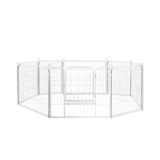 PaWz 8 Panel 24'' Pet Dog Playpen Puppy White 24 inch-1831592610247086080