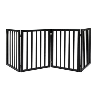 PaWz 4 Panels Wooden Pet Gate Dog Fence Black 600x 3MM-1831593093279911936