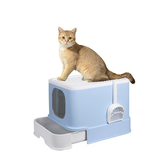 PaWz Cat Litter Box Fully Enclosed Kitty Blue-1831593109625114624