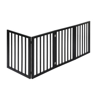 PaWz 4 Panels Wooden Pet Gate Dog Fence Black 600x 3MM-1831593093279911937