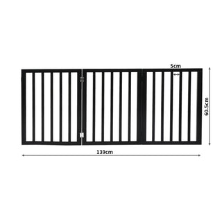 PaWz 3 Panels Wooden Pet Gate Dog Fence Black 2000x 3MM-1831593110799519746