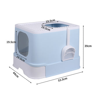 PaWz Cat Litter Box Fully Enclosed Kitty Blue-1831593109625114626