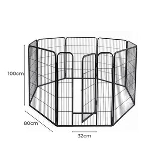 PaWz 8 Panel Pet Dog Playpen Puppy Exercise Black 2.5kg Venison-1836526720803540994