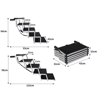 PaWz 5 Steps Dog Ramp Adjustable Height Black-1831593139614388226