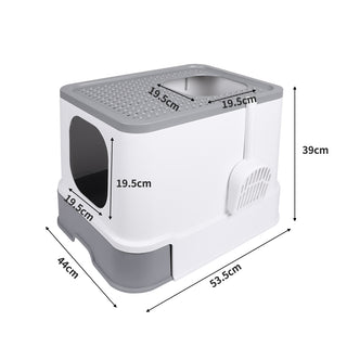 PaWz Cat Litter Box Fully Enclosed Kitty Grey-1831593101622382594