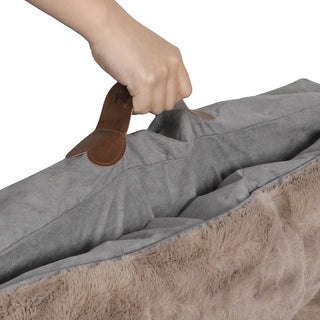 Dog Calming Bed Warm Soft Plush Comfy XL Khaki X-Large-1836526650968379397